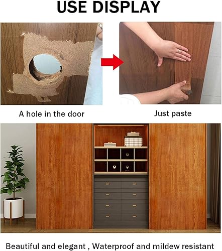 Miniatura 7 de Cinta de reparación de madera, 1 rollo de 15 pies, patrón de grano de madera de imitación para muebles, puertas, pisos, armarios, mesas y sillas