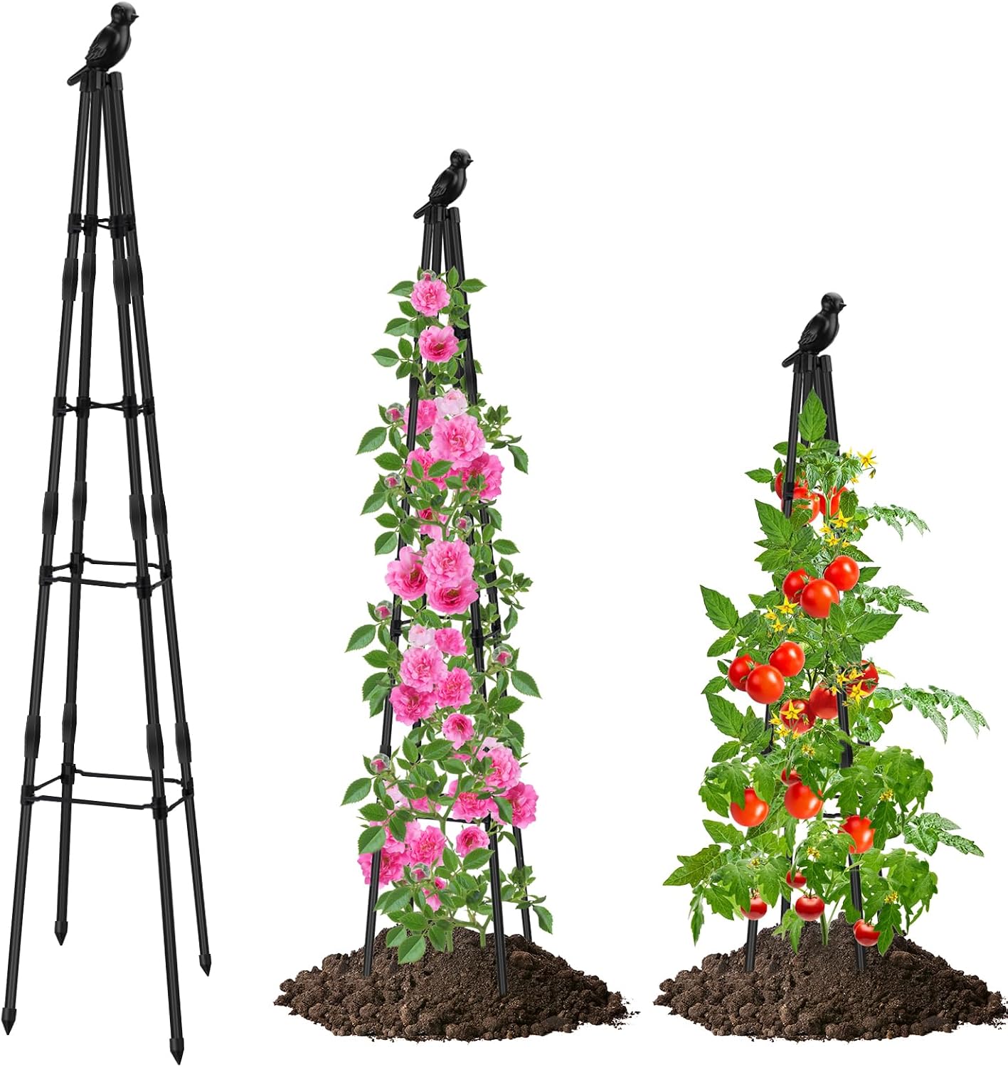 Hysagtek Rankhilfe Rosen - 160 cm Metall Obelisk Rankhilfe Garten Rostfrei Abnehmbar Pflanzenst tze Rankobelisk f r Rosen Blumen und Tomaten Kletterpflanzen Pflanzen Rankhilfe f r Innen & Au en