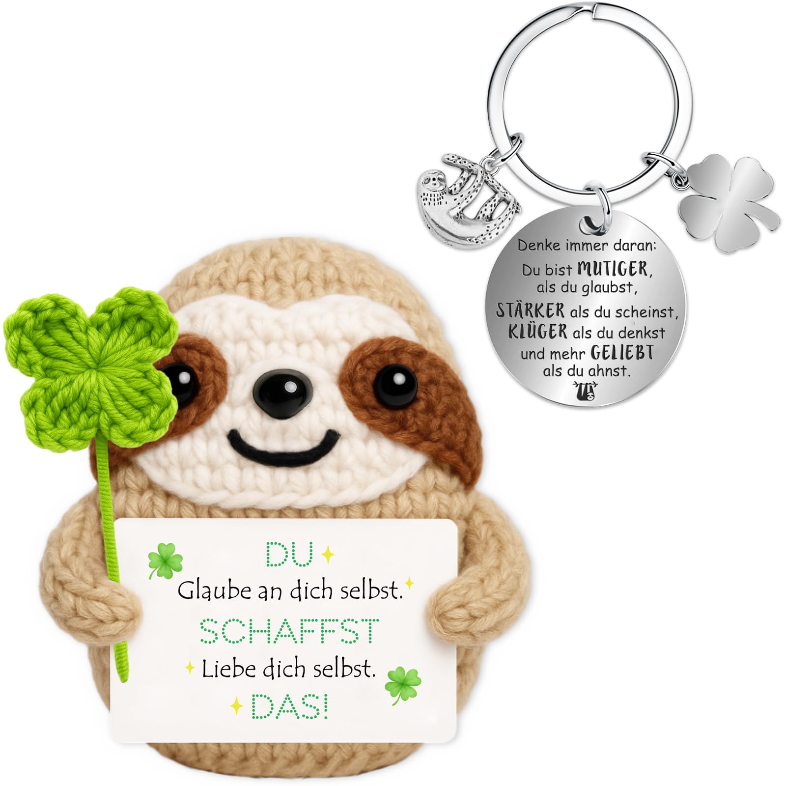 Farbeele Positive Figur und Glücksbringer-Schlüsselanhänger, Pocket Hug, MutmacherGeschenk, Gute Besserung Geschenk, Glücksbringer Prüfung Geschenk, Geburtstagsgeschenk