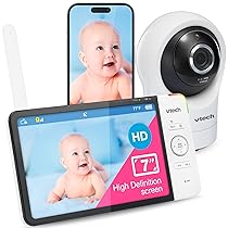 VTech RM7764HD Baby Monitor Video and Audio 1080P WiFi Remote Access, 7 Inch Baby Camera with HD Night Vision Screen, Relaxing Sound, Two-Way Talk and Temperature Sensor