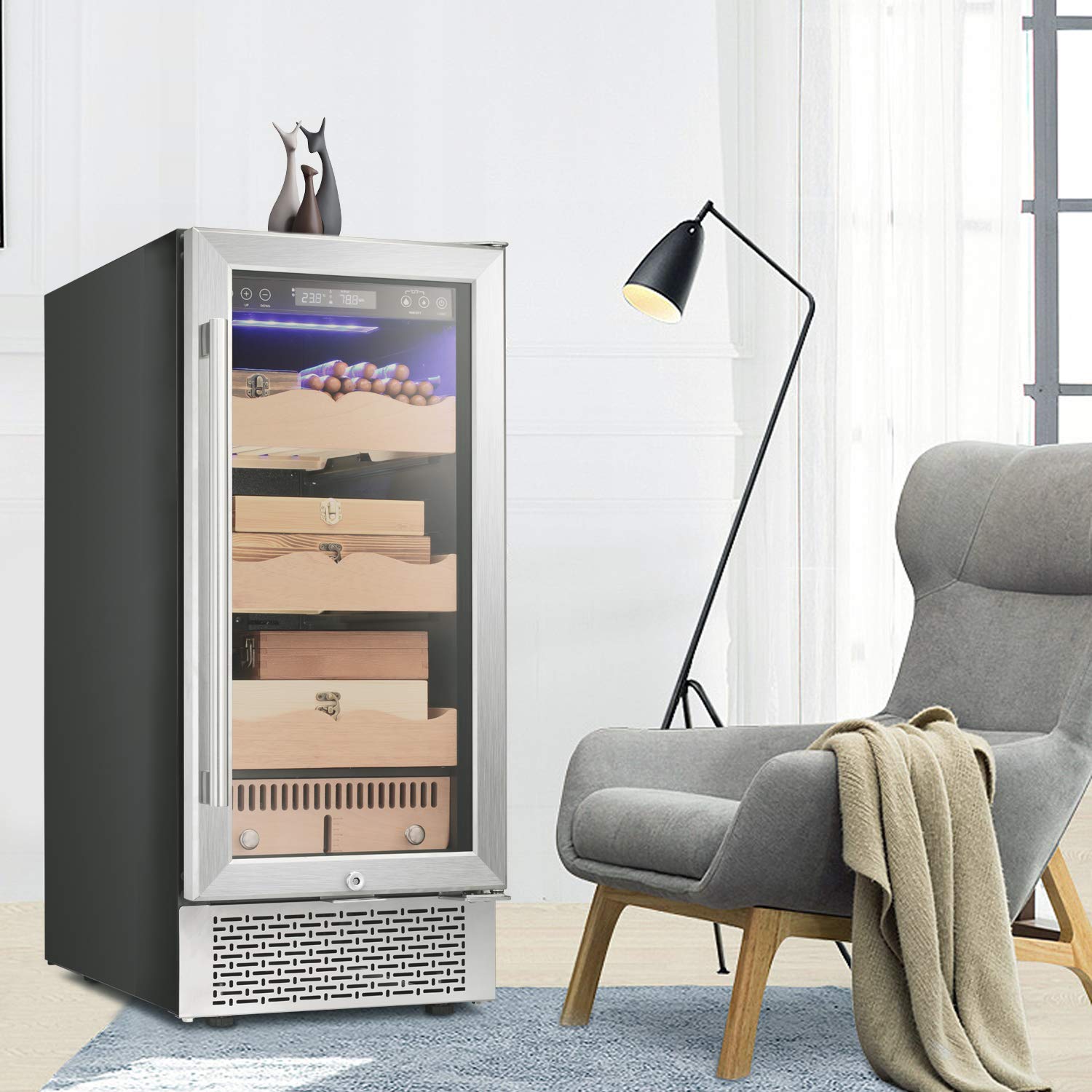 Buy RMYHOME 15”Touch Control Stainless Cigar with Hygrometer and Humidifier, 3Layer