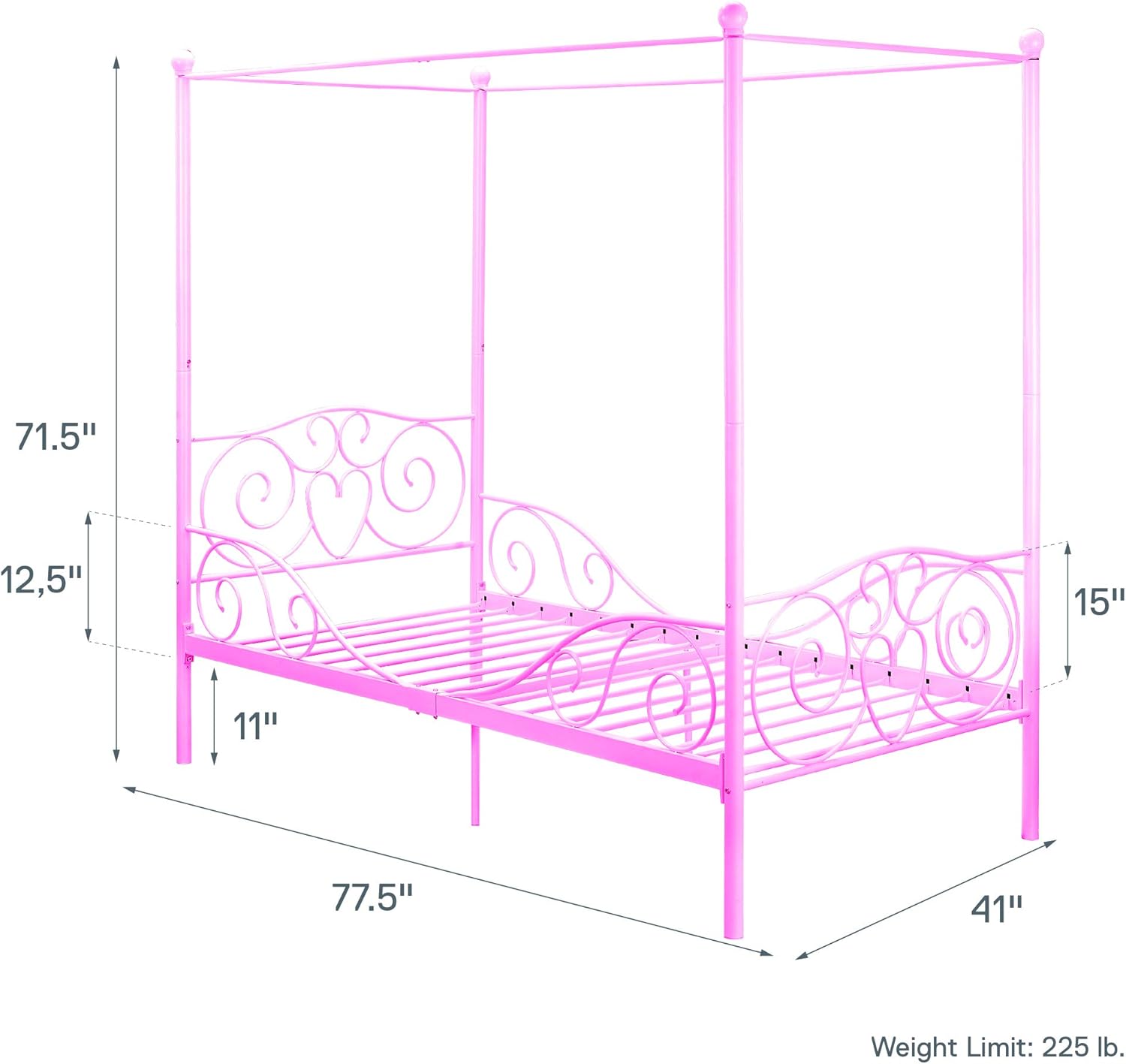 Buy Dhp Metal Canopy Bed With Sturdy Bed Frame Twin Size Pink Online In Vietnam B019c6p2ic