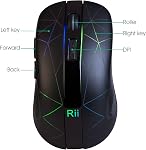 Rii Wireless Mouse RM200, RGB Rechargeable Mouse,Computer Mouse with 3 Adjustable Moving Speeds,USB Cordless Mouse with 6 Buttons,Mouse with USB Nano Receiver for PC,Laptop,Computer,Desktop,MacBook