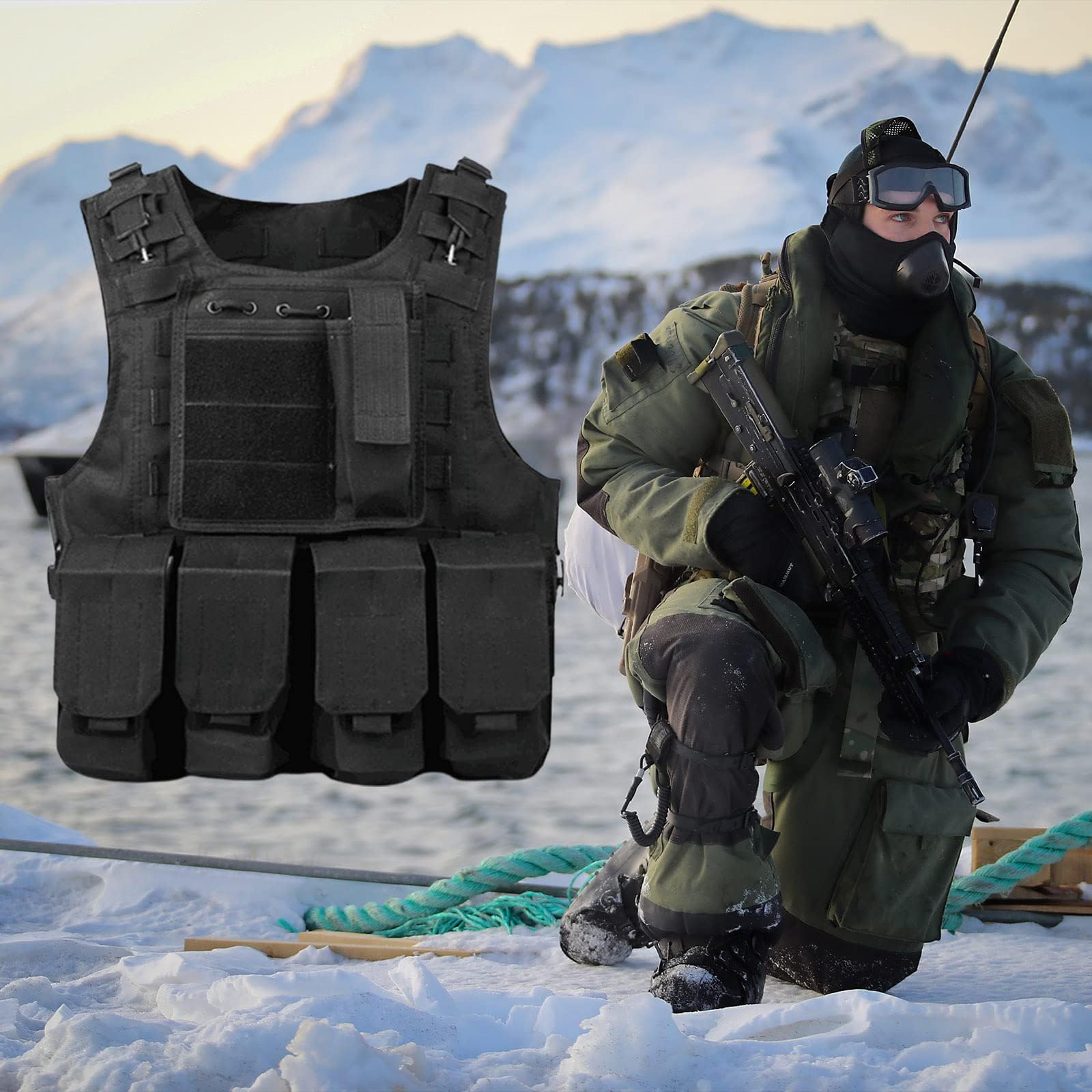 Chaleco Multifuncional Respirable Desmontaje Rápido Equipo de Entrenamiento Chaleco Protector
