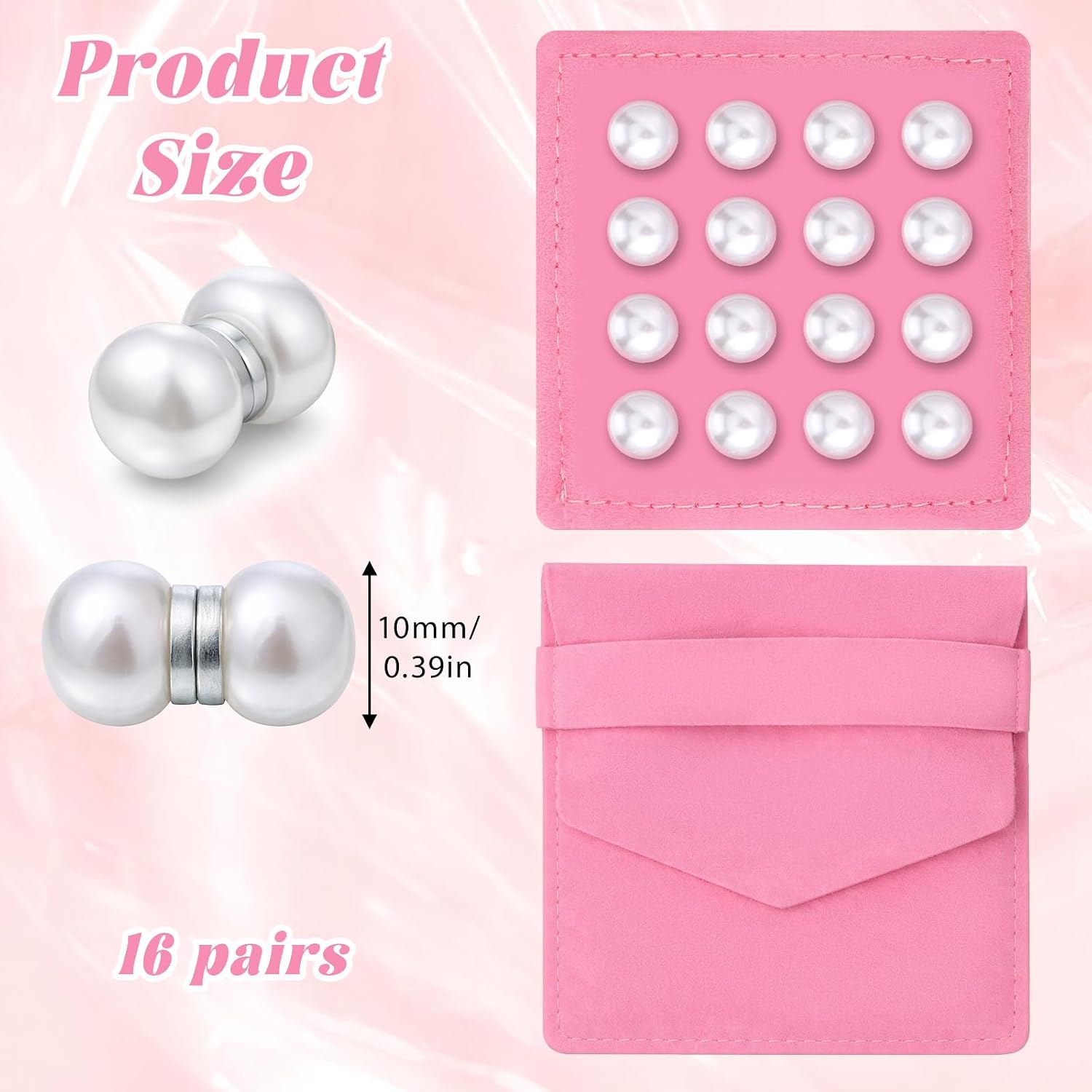 WLLHYF 16 Pairs Pearl Veils Weights, Magnetic Pearl Veil Weights (White) image 3