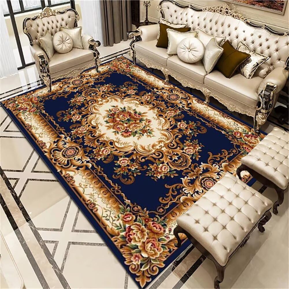 Tapis pour enfants chambre bleu floral rétro 120x180cm extérieur jardin