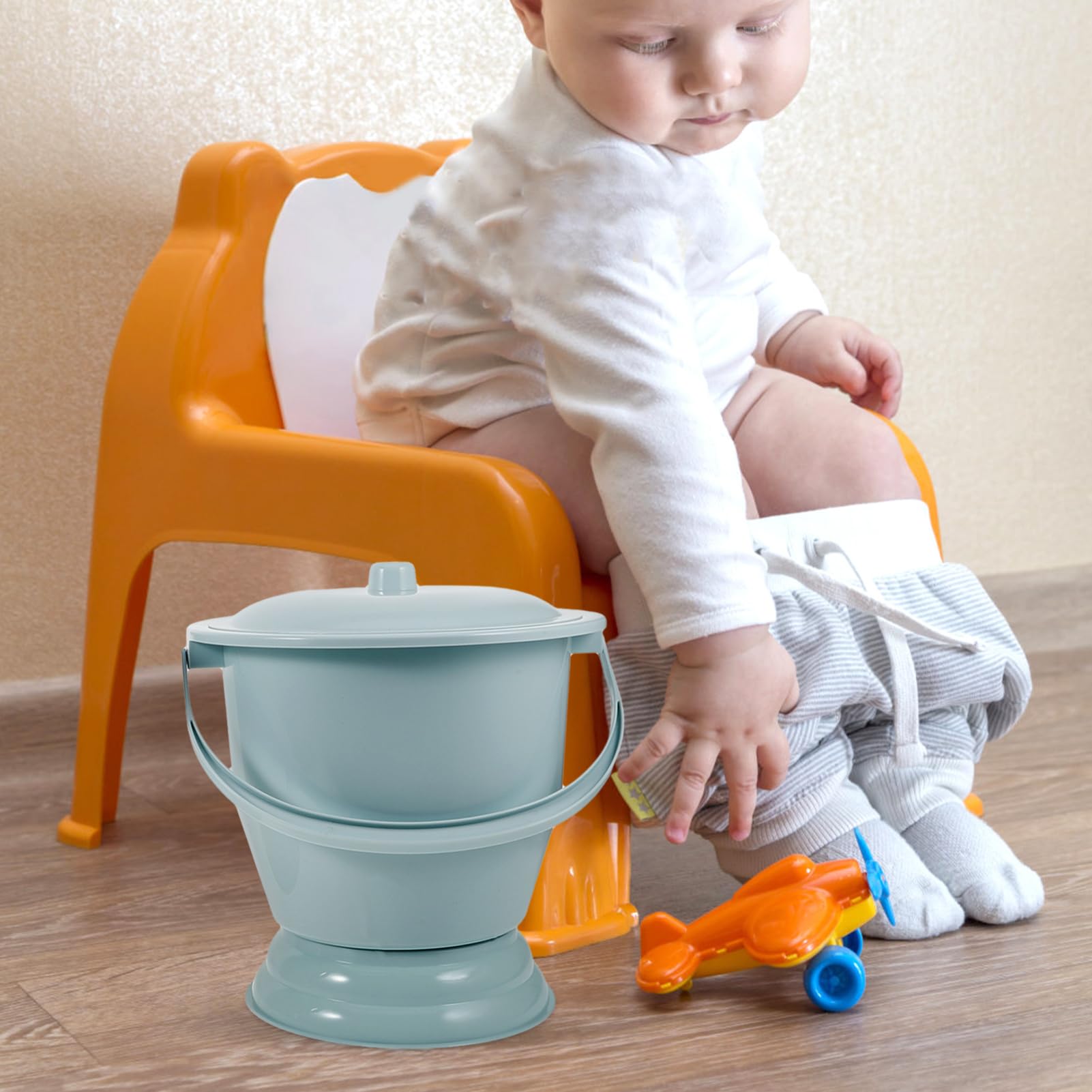 Beavorty 2pcs Adult Portable Urinal Pot Household Spittoon with Lid Urine Pots for Camping Home Travel Gray Blue