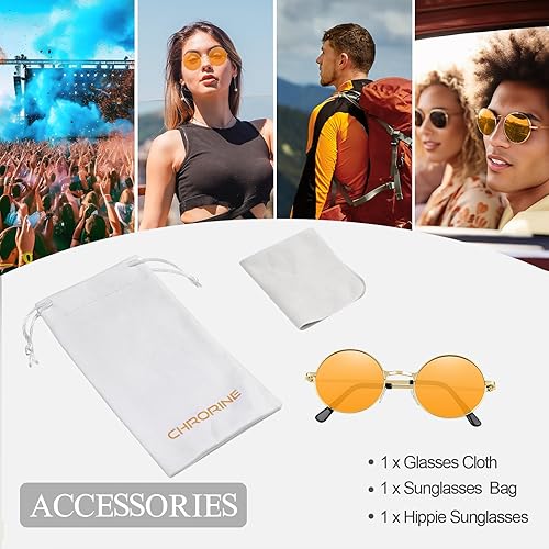 Miniatura 3 de CHRORINE Gafas de sol hippie redondas de los años 70, lentes retro para mujeres y hombres, accesorio de fiesta, festival, moda, gafas de sol vintage