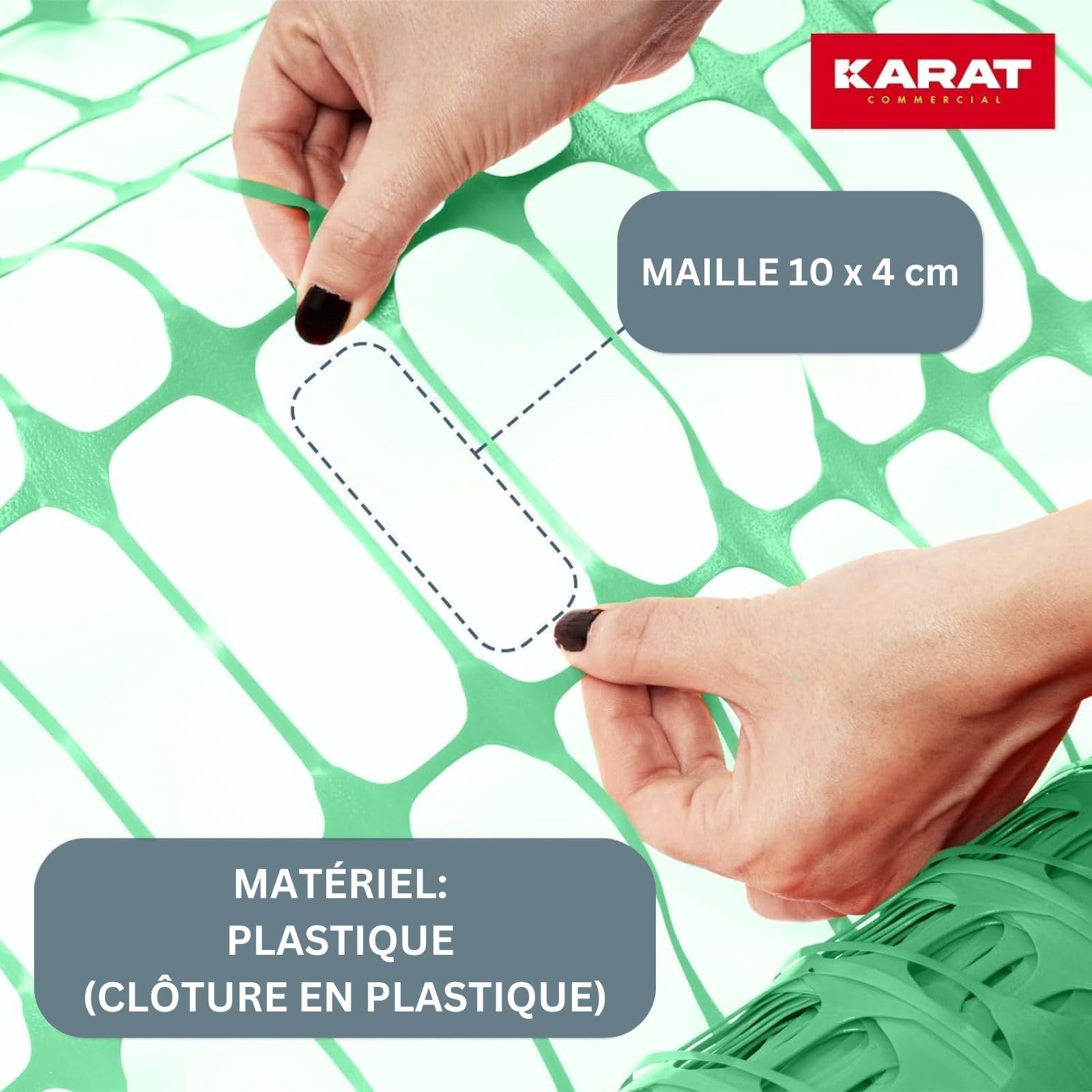 KARAT | Grillage avertisseurs - Clôture de Chantier - Clôture d'étang - Clôture de Protection - Filet de Protection de Parterre - Filet avertisseur Plastique | Vert, 30 m