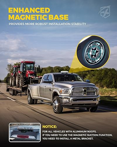 Miniatura 5 de Xprite - Mini barra de luz estroboscópica LED ámbar de 12 pulgadas de montaje magnético, 15 modos de iluminación, para vehículos de emergencia,