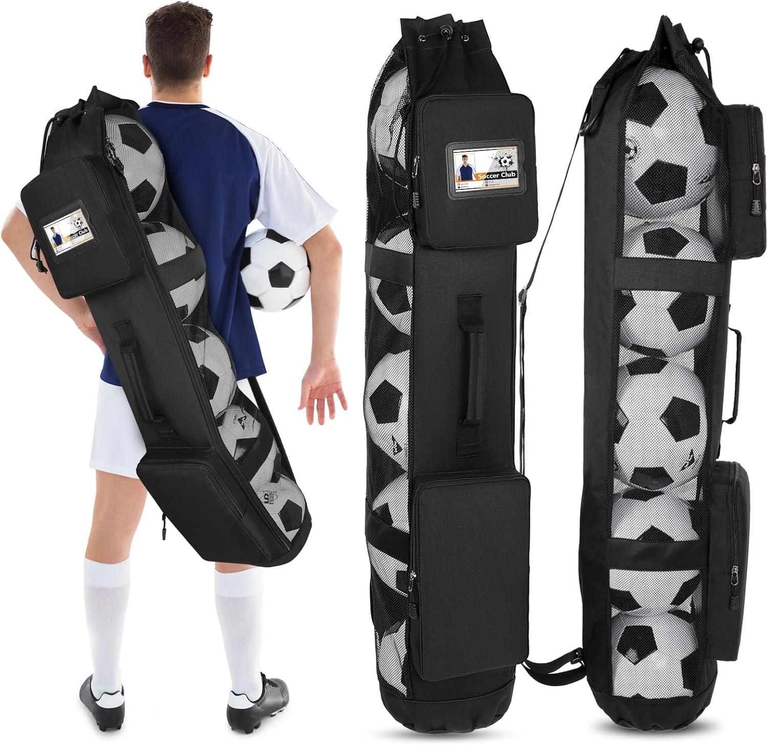 Skureay Basketball Bag for Team Balls, Heavy Duty Basketball Coashes Bag - 5 Basketballs Mesh Bag for Coaching/Basketabll Accessories