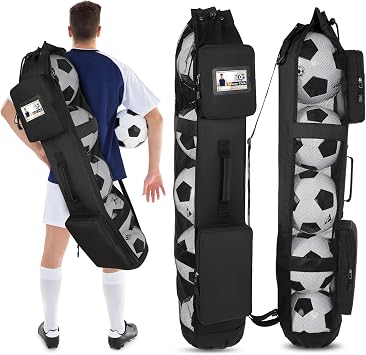 Skureay Basketball Bag for Team Balls, Heavy Duty Basketball Coashes Bag - 5 Basketballs Mesh Bag for Coaching/Basketabll Accessories