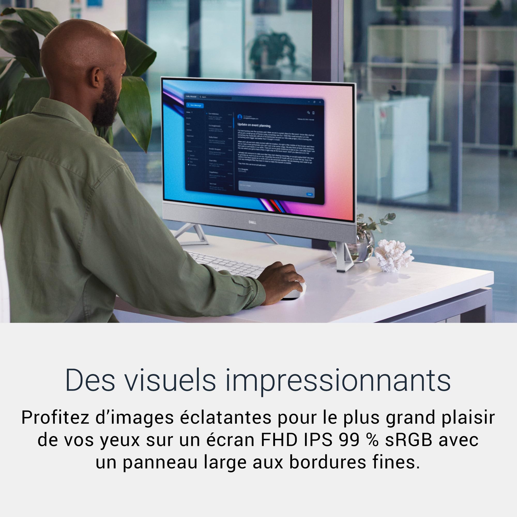 Dell 24 Tout-en-Un EC24250 Ordinateur Bureau 23,8" FHD IPS, Intel Core i5-1334U, Intel Iris XE, 16 Go RAM DDR5, 512 Go SSD, Windows 11 Home, Wi-FI 6E, Clavier & Souris sans Fil AZERTY - Argent