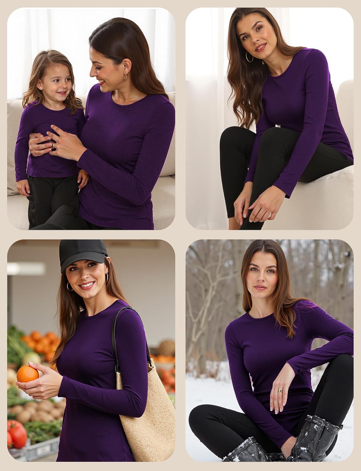 YOGINGO Womens Thermal Fleece Lined Underwear Set Long Johns Base Layer Warm Long Sleeve Shirt & Leggings for Cold Weather