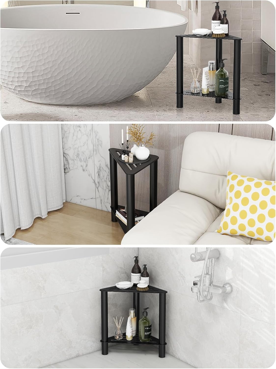 VOTZAAQ Stainless Steel Waterproof Shower Stool with Storage Shelf