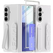 Wrist Strap for Samsung Galaxy Z Fold 7 Case with Card Slot, [Finger Strap] [Kickstand] [Front Screen Protector] Full Coverage Hinge Protection Slim Protective Phone Case for Z Fold 7 White