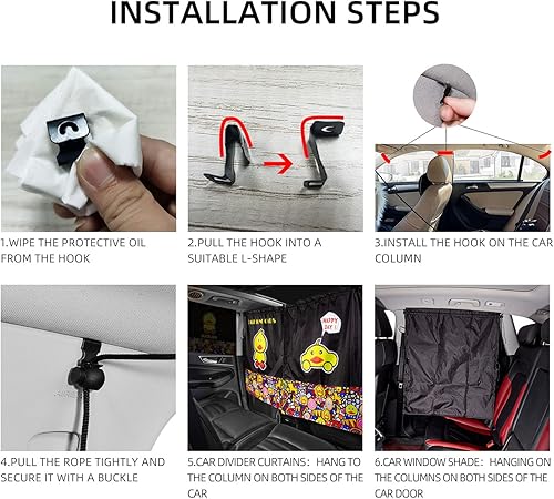 Miniatura 5 de YJGF Paquete de 2 cortinas divisoras de automóvil, parasol para ventana de bebé, parasol, cortina de privacidad para colchón de aire de campamento