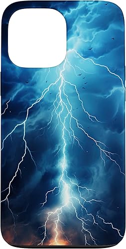 iPhone 13 Pro Max Cool Blue Lightning Bolt Storm  Funda de arte gráfico Wild Nature Sky