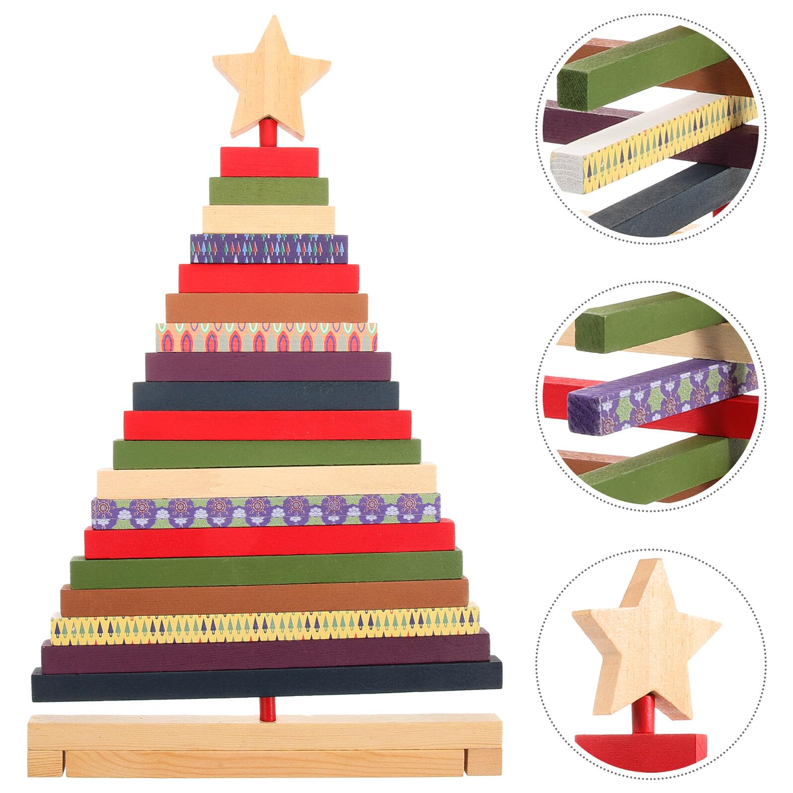 Tofficu Modelo de Árbol de Navidad de Madera Grande Giratorio para Decoración de Mesa en Oficina y Hogar, Adorno Navideño Artesanal de Madera para Festivales y Escritorio, Decoración