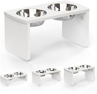 Elevated Dog Bowls, Waterproof HIPS Raised Dog Bowl Stand, 10" Tall | Two 48oz stainless‑steel bowls, For medium to large dogs, 100% Premium HIPS, Low maintenance, Boost pet health, Non‑Slip