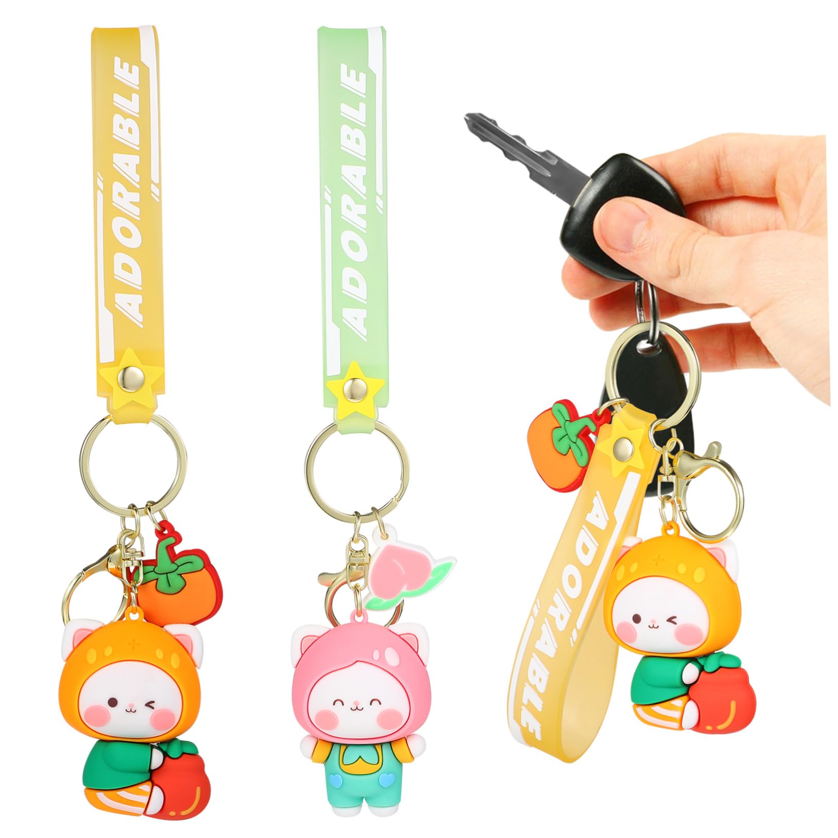 Süßer Schlüsselanhänger Gel Kette Cartoon-schlüsselhalter Zuwinkender Katzenschlüsselbund Cartoon-schlüsselanhänger Matschig Plüsch Charme Reize Pvc