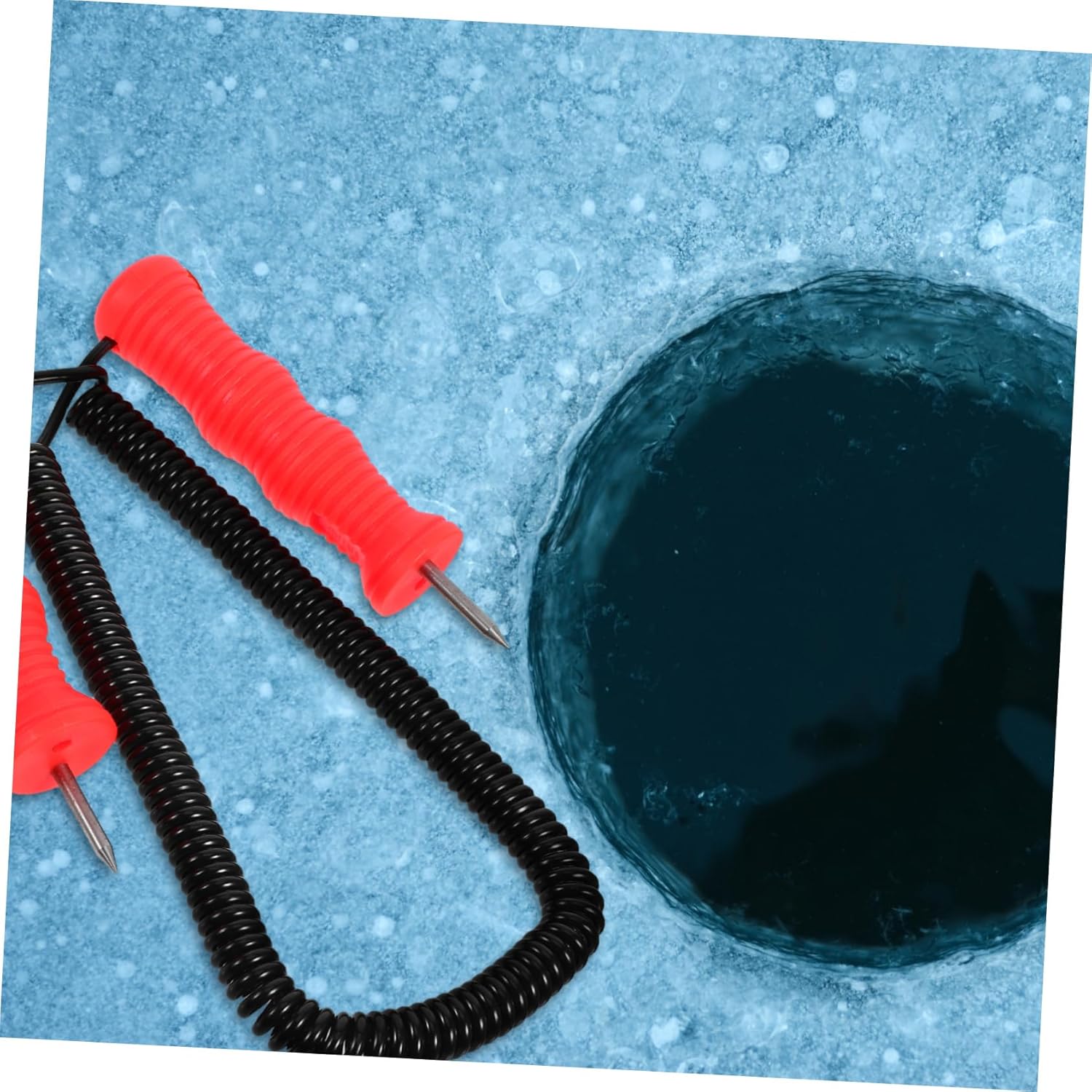 Happyyami Portable Ice Fishing Chisel Orange Neck Strap for Easy Carrying for Ice Breaking and Snow Removal Outdoor Activities