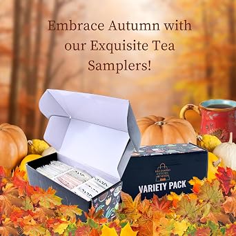 Herbal&Black Tea Bags Variety Pack - Tea Assortment Tea Sampler with Passion, Glazed Lemon Loaf and Vanilla Bean Macaron in Gift Box & Recipe eBook (50pcs)