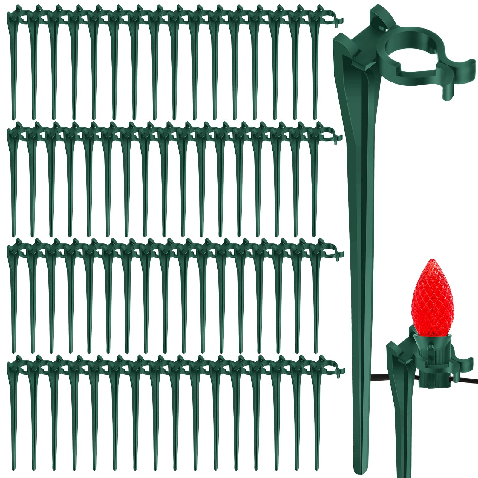 Piquets lumineux de Noël de 19 cm rigides et discrets avec clips pour guirlande lot de 100