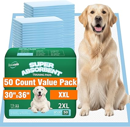 IMMCUTE 50 Pack Dog Pee Pads, 30"x36" Great Value Puppy Pads XL, Pee Pads for Dogs Extra Large, Wee Wee Pads for Potty Training, Disposable Doggie Pads Super Absorbent & Leak-Proof