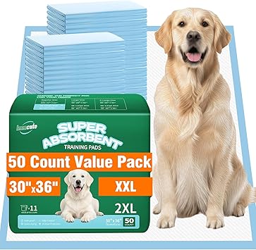 IMMCUTE 50 Pack Dog Pee Pads, 30"x36" Great Value Puppy Pads XL, Pee Pads for Dogs Extra Large, Wee Wee Pads for Potty Training, Disposable Doggie Pads Super Absorbent & Leak-Proof