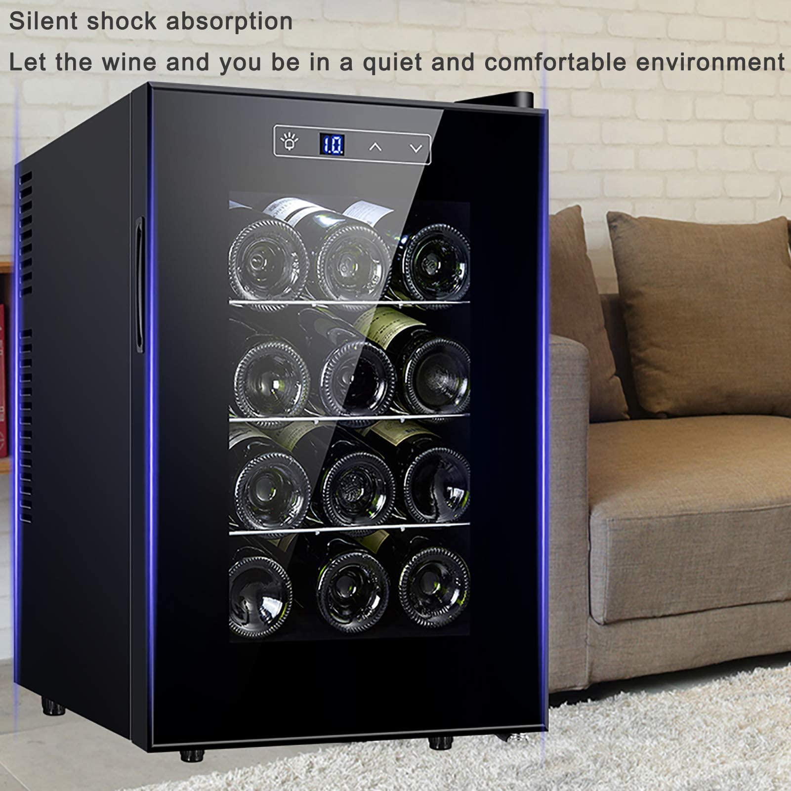 Ljlzxpbus 12 Bottle Wine Cooler Dual Zone Built In Or Freestanding Fridge Wine Refrigerator With Compressor Cooling System Tempered Reversible Glass Door Silent Shock Absorption on Fridge.com - View 2