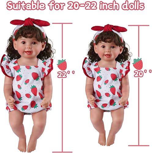 Miniatura 3 de JIZHI Ropa de muñeca Reborn para muñeca de bebé de 17 a 22 pulgadas, ropa de fresa con chupete para niña recién nacida