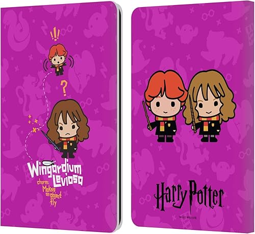Head Case Designs Harry Potter Hermione Ron Spell Deathly Hallows I - Funda de piel tipo cartera compatible con Kindle Paperwhite 123