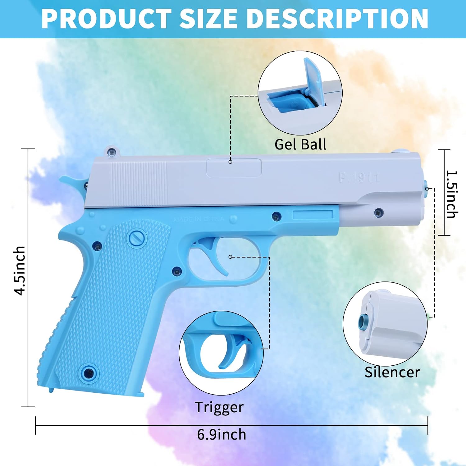 BSFORV Manual Splatter Ball Gun,Gel Splatter Ball Blaster Without Charge,Splat Blaster Toy Pistol Suitable for Backyard Games Gift for Boys, Girls and Adults Ages (Blue)