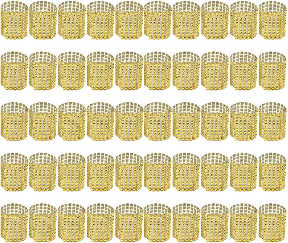 50pcs Gold Rhinestone Napkin Rings