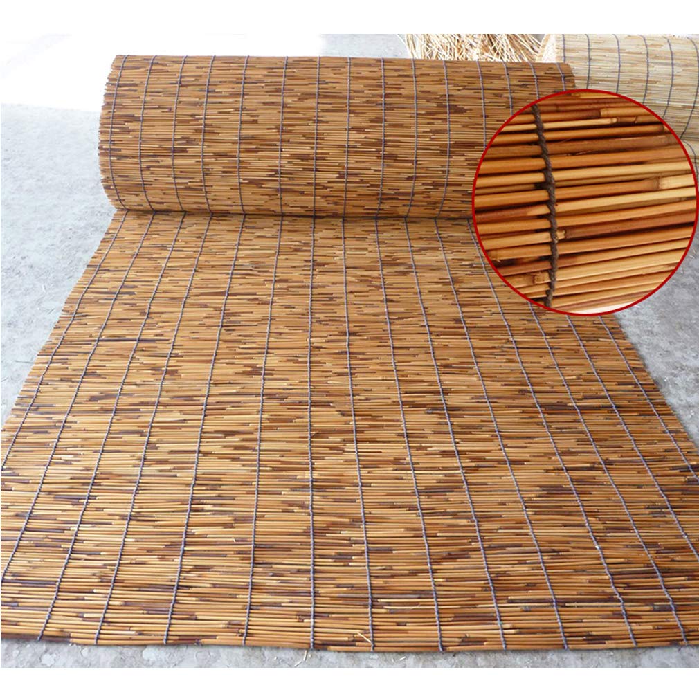 Rétro Carbonisation Rideau de Roseau Pare-Soleil, Store en Bambou Enrouleur, Rideau de Paille pour Extérieur/Patio, Personnalisable (130x150cm/51x59in)
