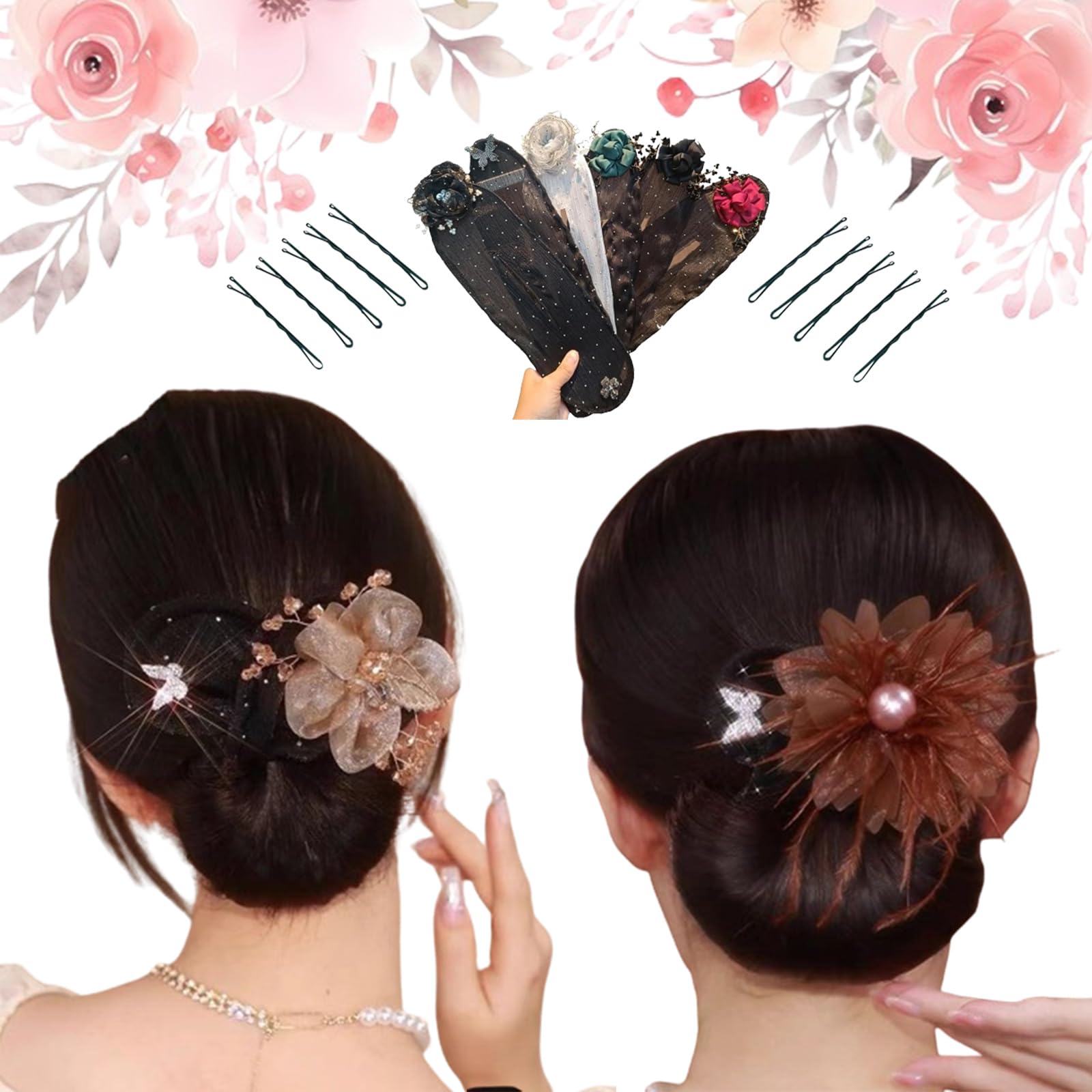 Ball Hair Clip, Flower Hair Bun Roller, Ball Hair Clip Bun Roller, Flower Hair Clip, Lazy Hair Curler Deft Bun, Magic Twist Clip Hair Accessories, Easy Fast Snap Roll Hair Tool (2pcs-G)