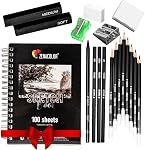 Zenacolor 19-Piece Drawing Kit with Sketchbook – Art Supplies for Beginners & Artists – Includes Drawing Pencils, Charcoal Pencils, Graphite Pencil, Charcoal Sticks, Accessories & 100-Page Sketchbook