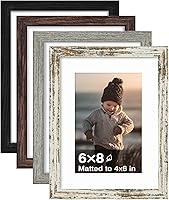 Vista 73 de KINLINK Juego de 4 portarretratos plateados de 5 x 7, marcos de fotos de madera con paspartú de 4 x 6 con plexiglás para 4 x 6 con paspartú o 5 x 7