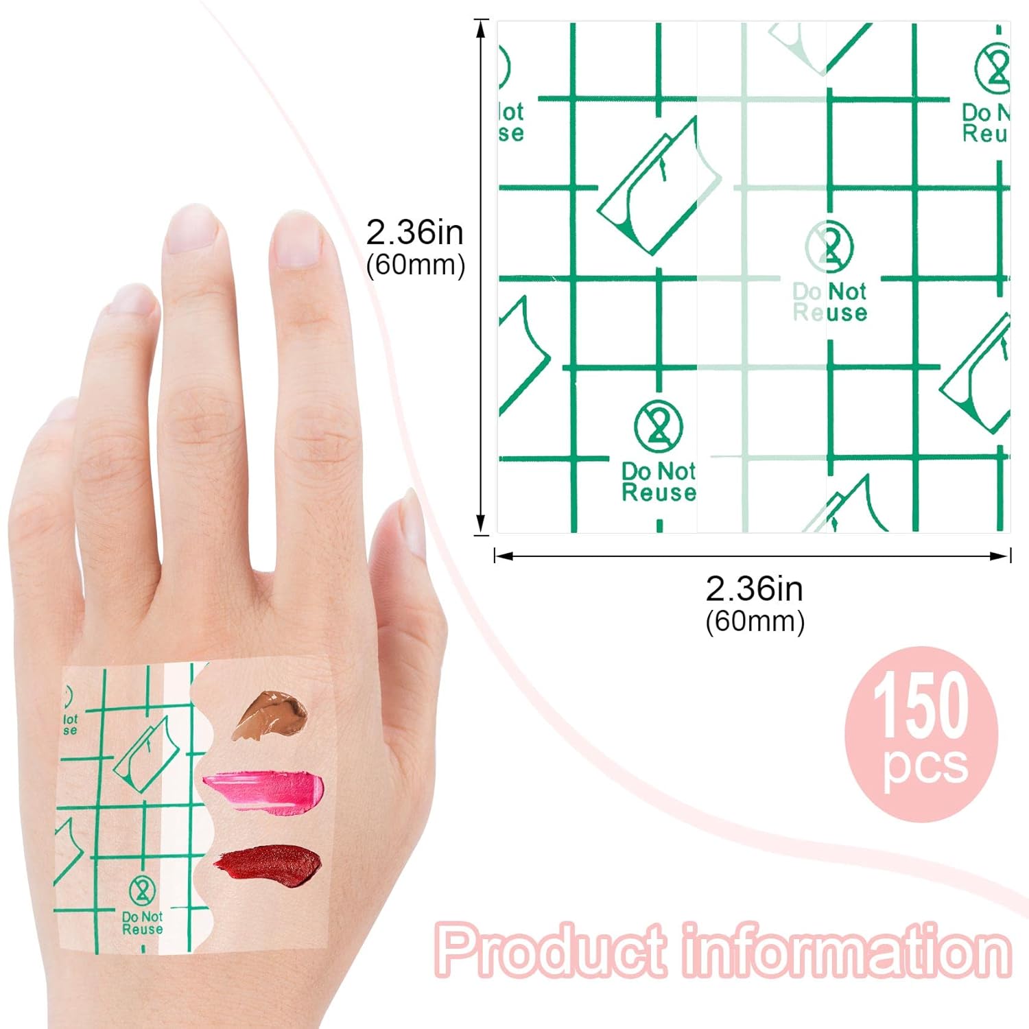 ANCIRS 150pcs Disposable Makeup Hand Palettes, 2.4x2.4inch Adhesive Waterproof PU Cosmetic Makeup Palettes for Women Girls Female Artists Make up : Beauty & Personal Care