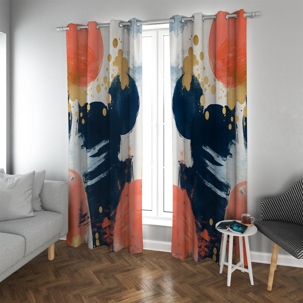 Rideaux occultants contemporains design abstrait coloré 2 panneaux 132x245cm