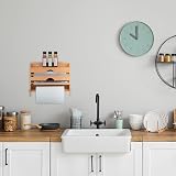 Relaxdays Wall-Mounted Kitchen Roll Holder, for Aluminium Foil, Cling Film, Paper, Bamboo, 31 x 39.5 x 11 cm, Natural - 5
