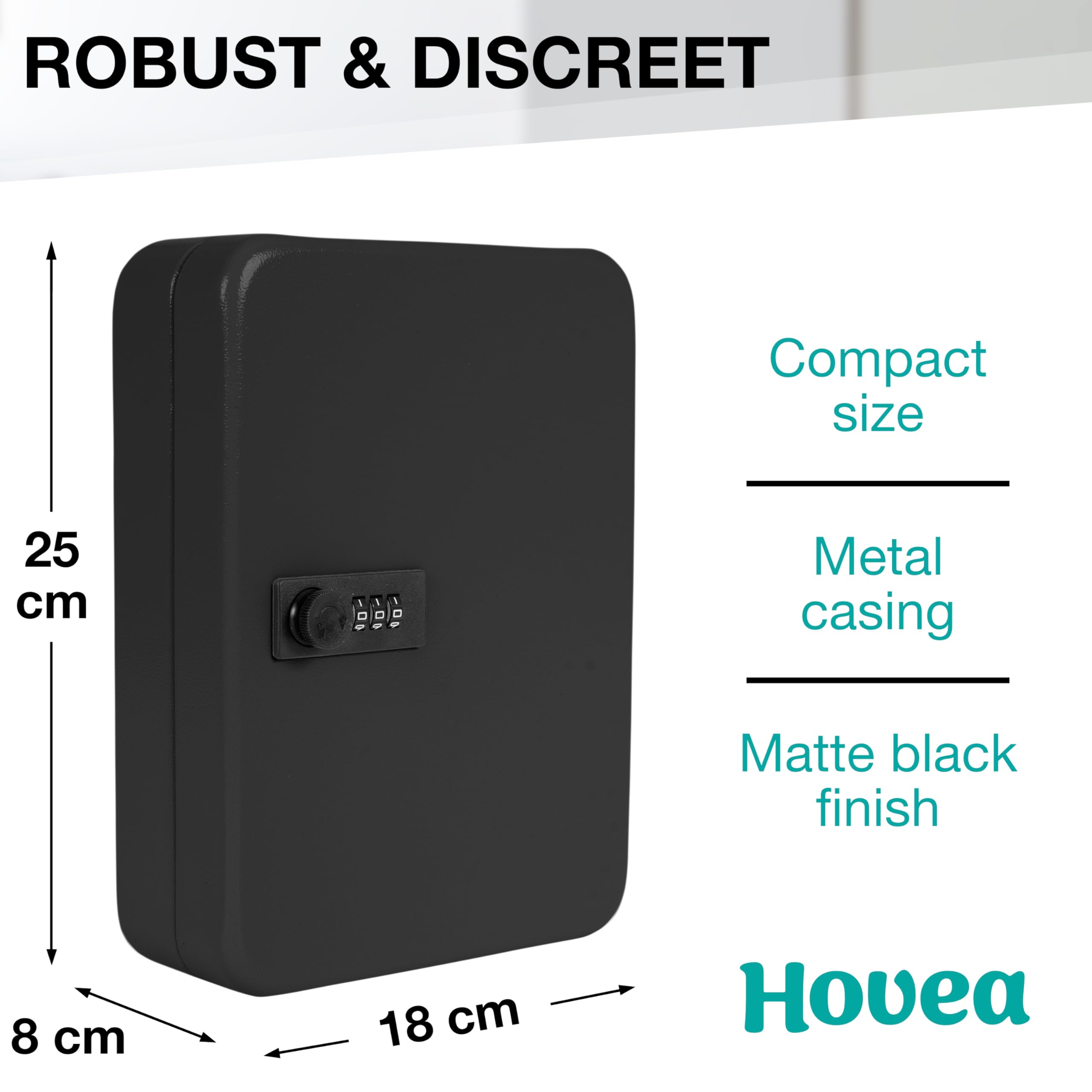 Hovea, Key Cabinet for 48 Keys with Combination Code, Key Cabinet with 48 Hooks, For House and Car Keys - Image 2