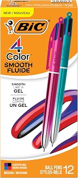 32% off: BIC 4-Color Retractable Ballpoint Pens, Medium Point, 1.0mm, 12-Count