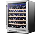 Yeego Wine Fridge Cooler - 24 Inch Wine Fridge Hold 47 Bottles, 40-65°F Wine Refrigerator Glass Door, Built in, Freestanding Under Counter Fridge for Beer Soda Drink Home Bar Office(5.12 Cu.ft)