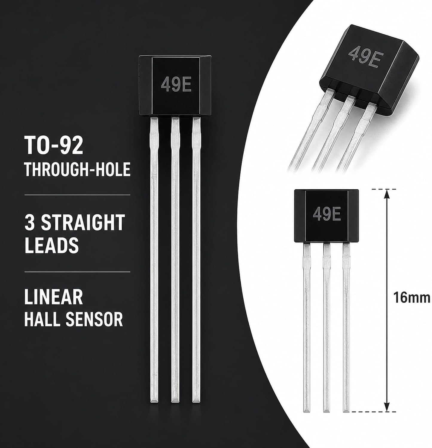 25 Pcs Hall Element 49E Oh49E Ss49E Linear Sensor Hall Sensor