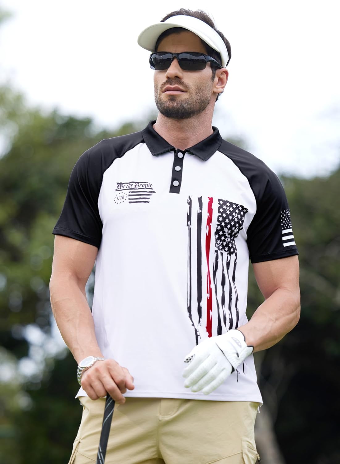 Mainfini Men's Short Sleeve Golf Shirts UPF 50+ Raglan Patriotic American Graphic Polo Shirt (S-3XL) - Image 7