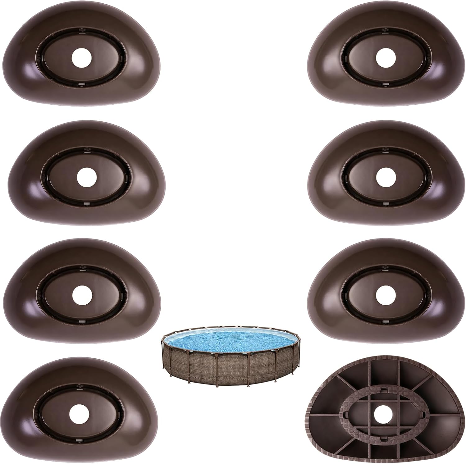 8 Pcs Pool Leg End Caps 5-1/4" 3-5/8" 1" Fit for Coleman 2022-2023 18ft x 48in, 24ft x 52in, 22ft x 52in Round Above Ground Swimming Pool Foot Supports, for 2.5" x 1.75" Frame Vertical Legs
