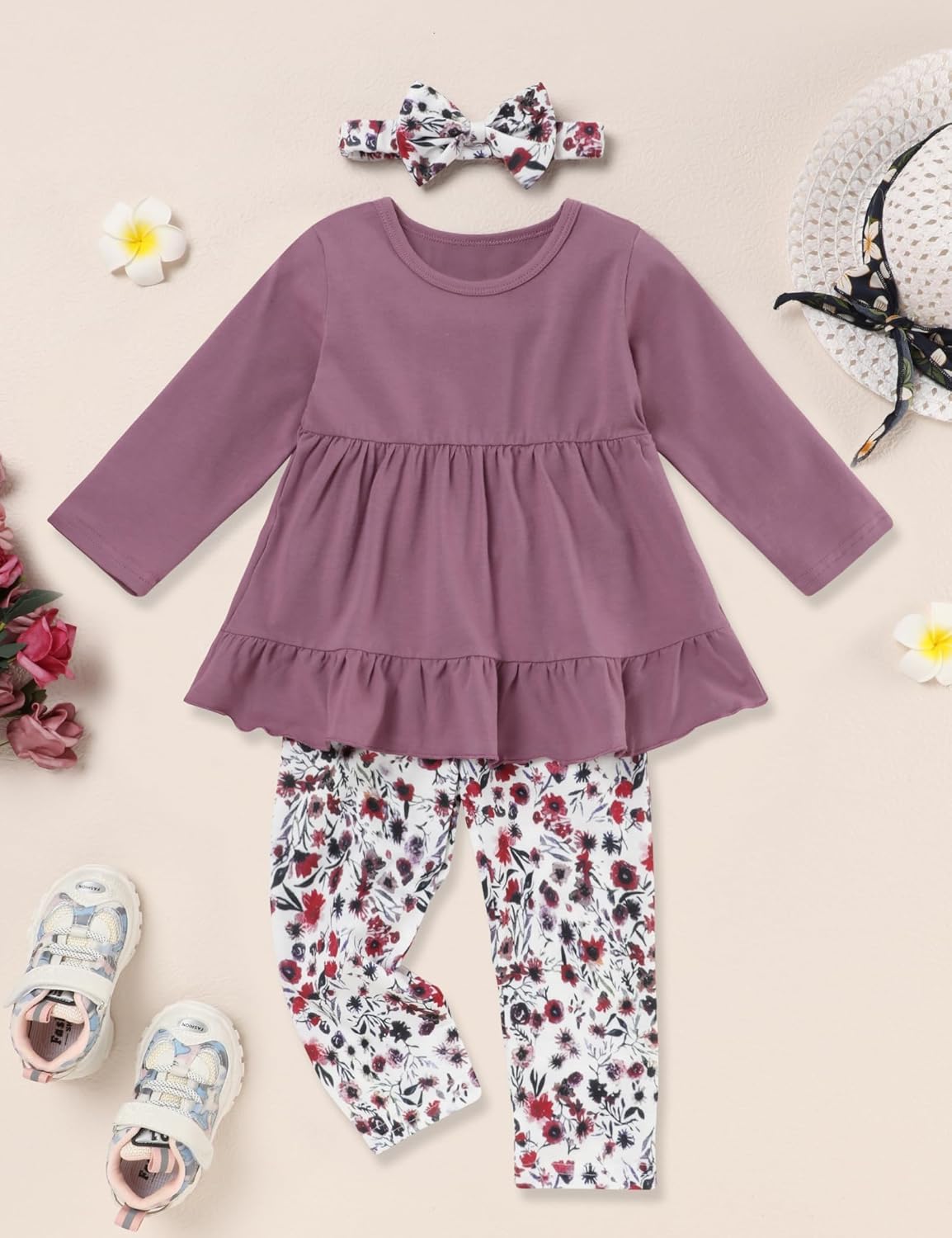 Toddler Girl Clothes Long Sleeve Ruffle Dress Top and Jeans Pants Toddler Girl Fall Outfits - Image 2