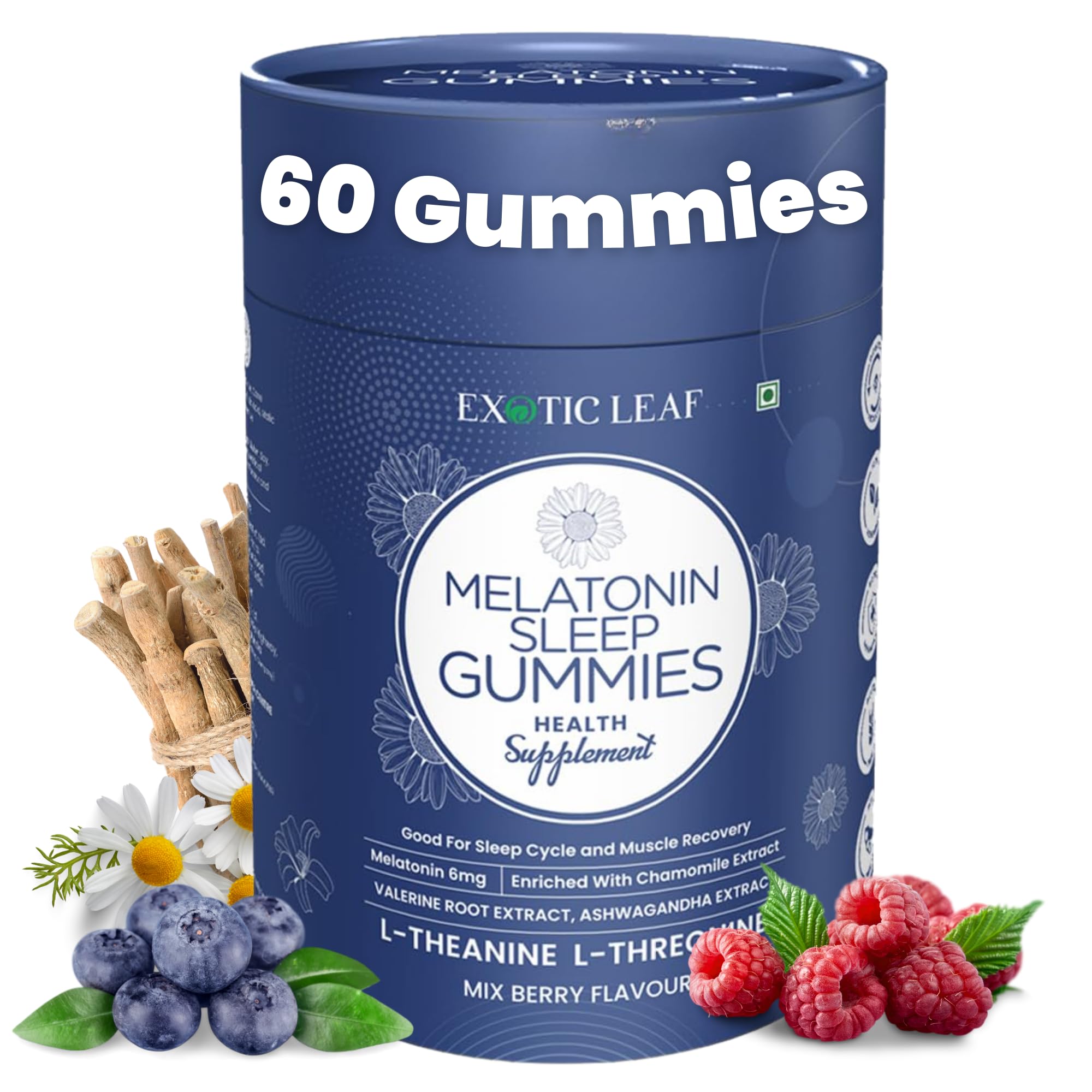 EXOTIC LEAF Melatonin Gummies 60 Count | Sleep Gummies | Sleeping Gummies For Deep Sleep, Muscle Recovery & Calming Effect | Enriched With Chamomile, Valerine Root, Ashwagandha Extract | Pack of 1 (B0CKX6C26B) Amazon Price History, Amazon Price Tracker